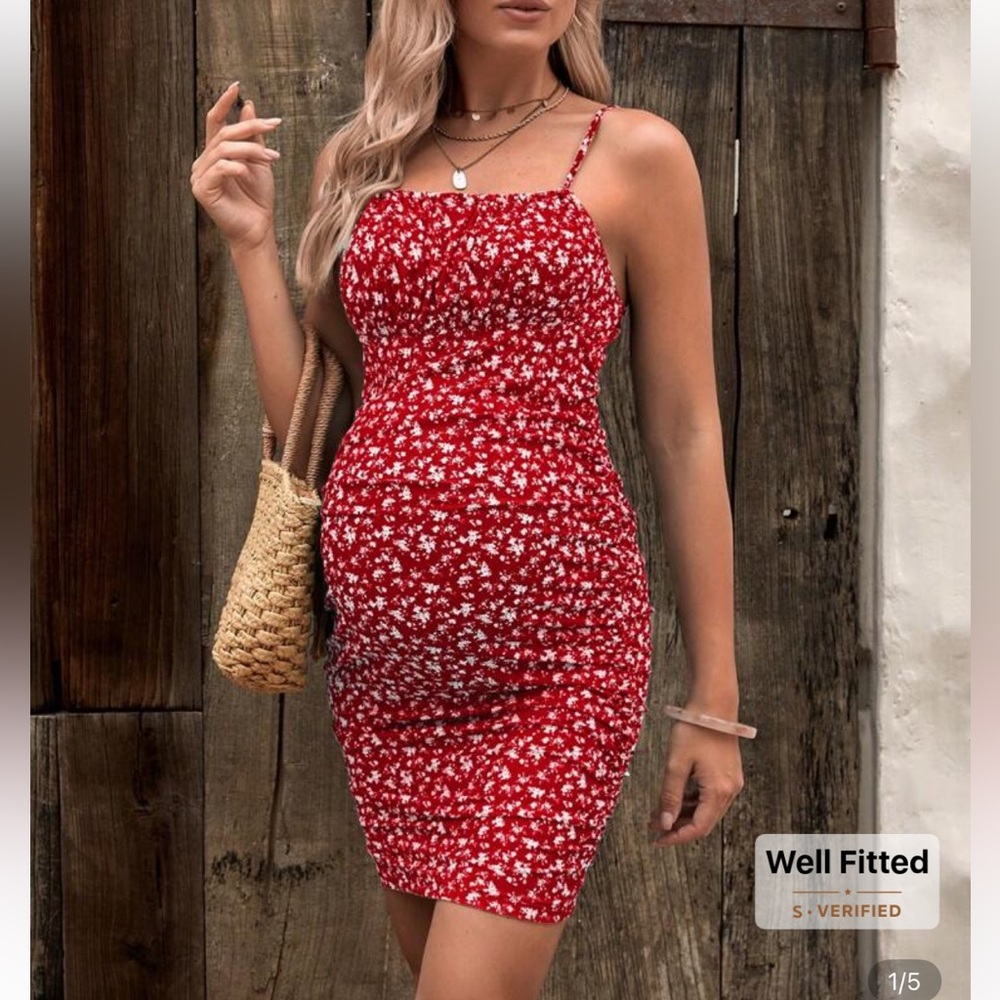 SHEIN Red Floral Women's Dress